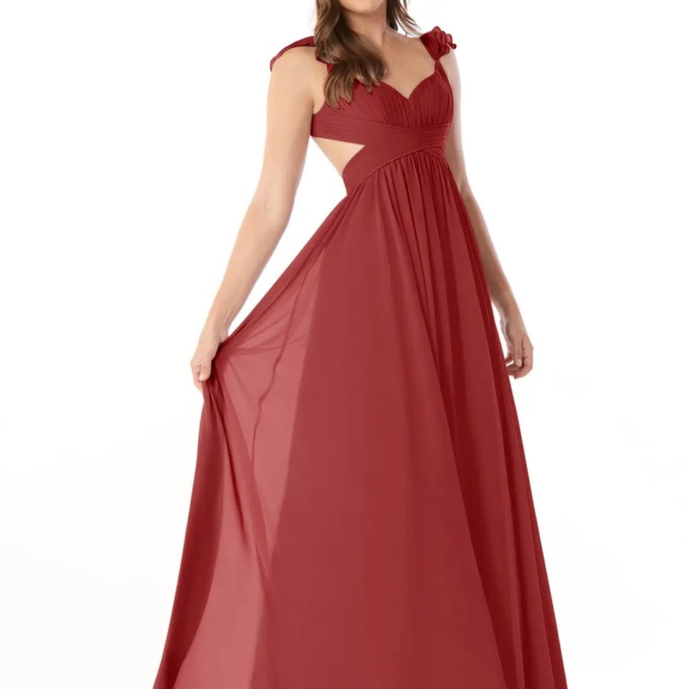 Azazie Red Sleeveless Sweetheart Gown